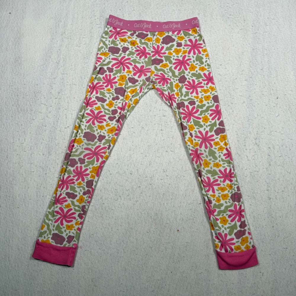 Cat & Jack Girls Pink Floral Cotton Pajama Pants Size 6 Snug Fit Sleepwear